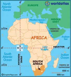 South Africa on a Map of Africa 