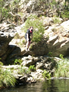 Jumping off the cliff (kloof in Afrikaans) 