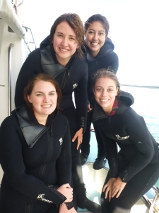 The shark cage diving crew! Me, Brittany, Megan and Leah. 